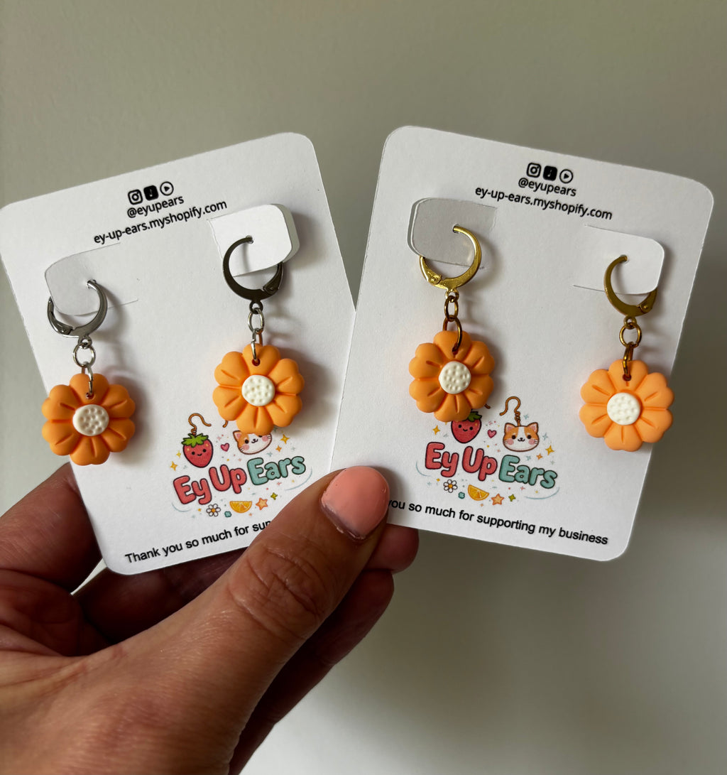 Pastel Orange Flower Earrings