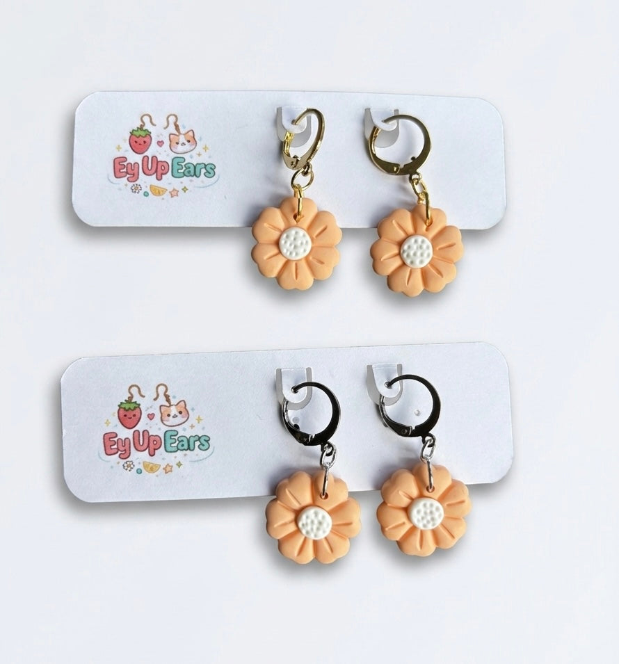 Pastel Orange Flower Earrings