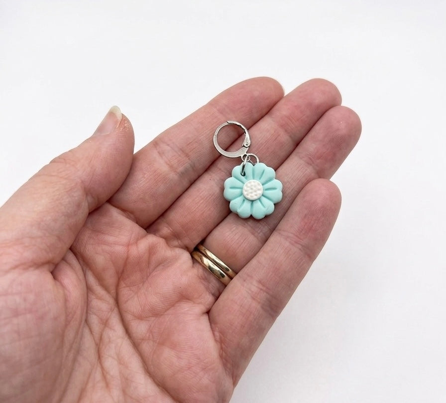 Pastel Green Mint Flower Earrings