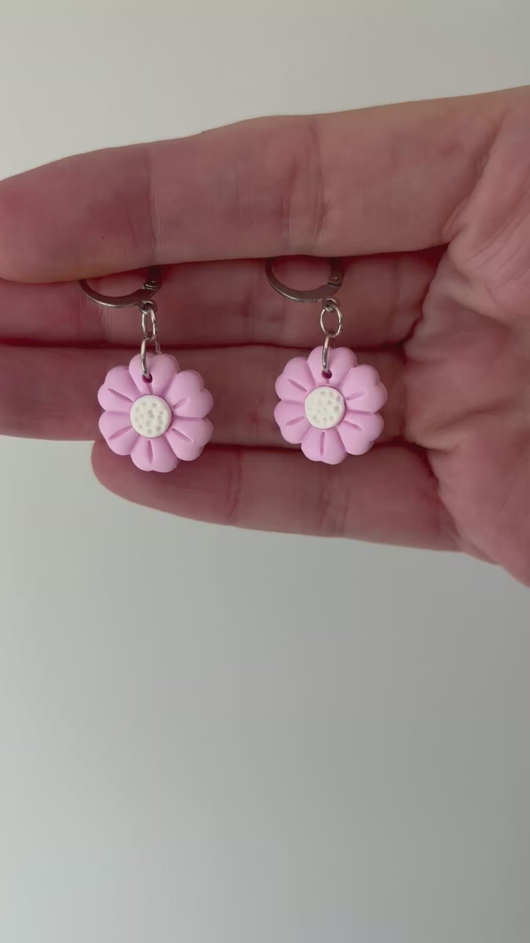 Pastel Pink Flower Earrings